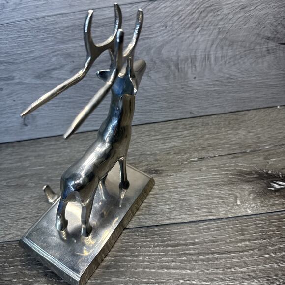 Pottery Barn Christmas Reindeer Stocking Holder Silver Plated 8” Tall - Picture 4 of 8